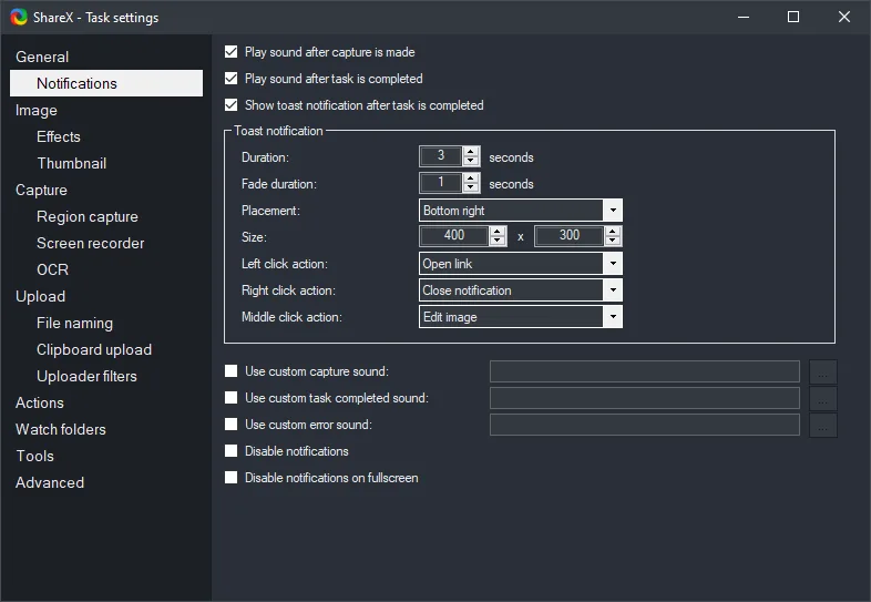 Task Settings — Notifications